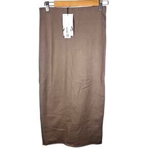 NWT Zara Ribbed Midi Taupe Skirt Size Small